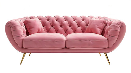 Elegant pink loveseat isolated on transparent background