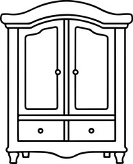 wardrobe outline vector and illustration, coloring book page