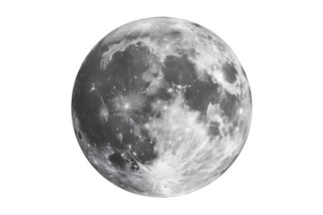 High Resolution Grayscale Image of the Full Moon Showing Detailed Surface Texture and Craters