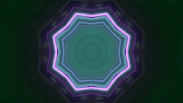 Light Green and Purple Strobe Abstract Neon Octagonal Portal Background VJ Loop I 4K