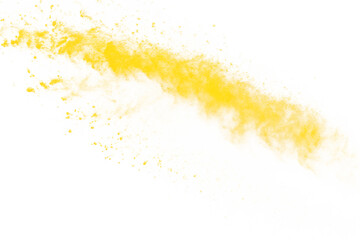 Abstract Yellow and White Powder Explosion on Black Background