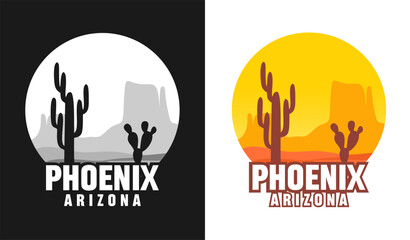 phoenix arizona with cactus silhouette © americandigi
