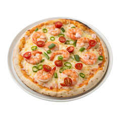 pizza with shrimp on white background