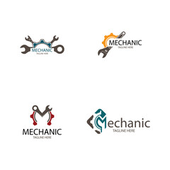 Obraz premium mechanic logo design collection on white background