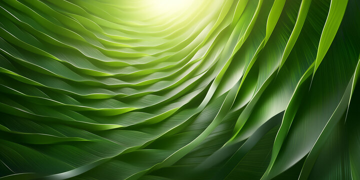 Detailed green tropical leaf texture forming a lush and vibrant abstract foliage background
