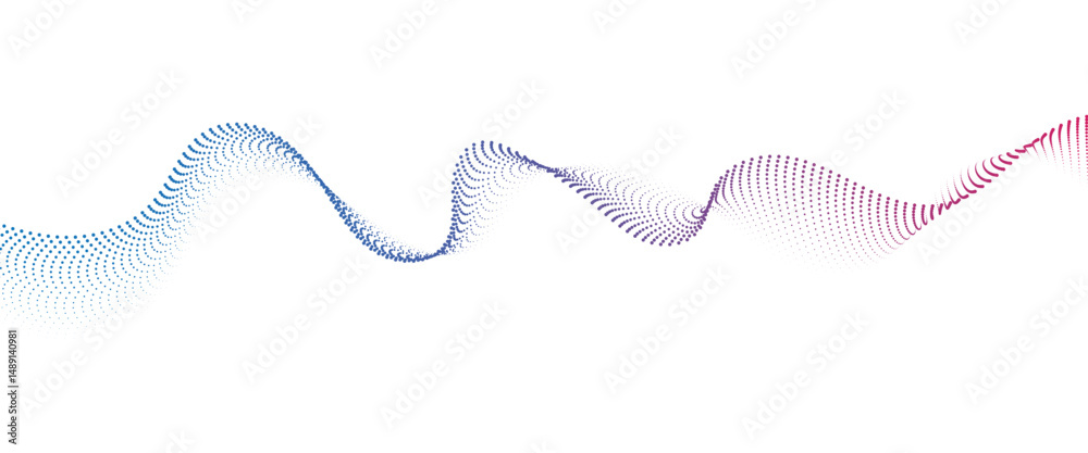 Fototapete flowing dot wave halftone gradient pattern on transparent background