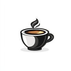 Obraz premium steaming cup of coffee simple icon