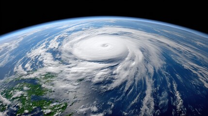 A stunning aerial view of a hurricane swirling over the ocean, showcasing nature's immense power and beauty.