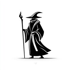 Wizard holding staff silhouette icon