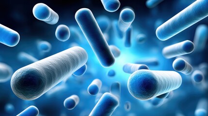 A stunning visualization of bacteria in vibrant blue hues, representing microscopic life and its significance in science.