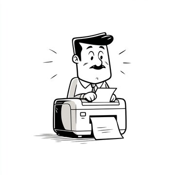 cartoon printer printing paper icon
