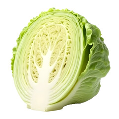 Obraz premium Detailed cross section of a fresh green cabbage showcasing its intricate layers and vibrant colors for culinary uses and healthy eating promotion