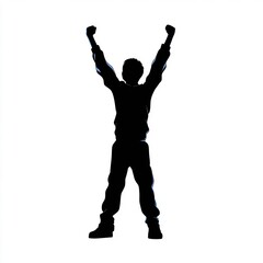 Victory pose person with raised arms