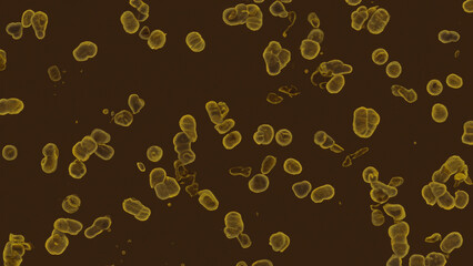 Obraz premium Abstract illustration of microscopic gold-toned biological cells