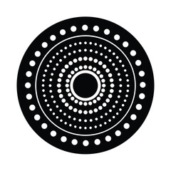 Abstract black and white circular dot mandala silhouette
