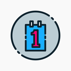 Design Illustration graphic of the first of the month icon with colored outline style. Suitable for UI, mobile design, web design, etc.