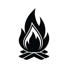 Campfire silhouette black and white icon