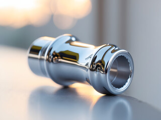 Metallic Marvel: A close-up shot showcases a gleaming metallic object, with a pristine surface reflecting the surrounding environment.