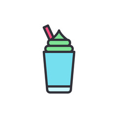 Vibrant Green Smoothie Illustration With Red Straw On Transparent Space