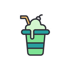 Refreshing Mint Green Milkshake With Cherry And Straw Illustration