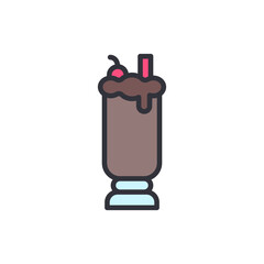 Delicious Chocolate Milkshake With Cherry Isolated On Transparent Backdrop