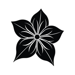 Elegant black silhouette flower design botanical illustration