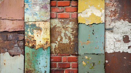 Colorful Rustic Textures on Old Wood and Brick Surfaces
