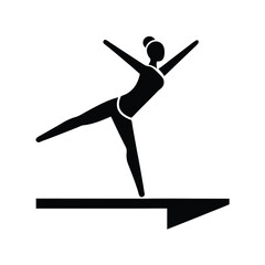 Gymnast silhouette on balance beam artistic pose