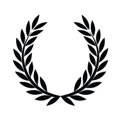 Black silhouette laurel wreath award icon design