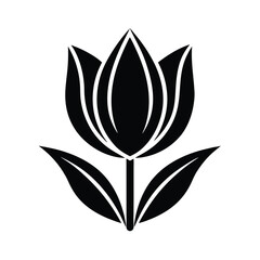 Elegant black tulip silhouette flower design