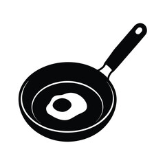 Fried egg in frying pan silhouette icon