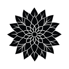 Elegant black silhouette flower mandala design