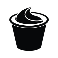 Creamy dessert in a cup silhouette