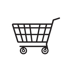 Minimalist black line drawing showcases the shopping cart with a transparent background