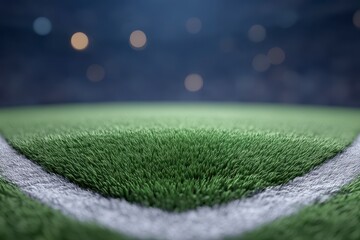 Naklejka premium Soccer Field Corner Grass Lines Night Game Stadium