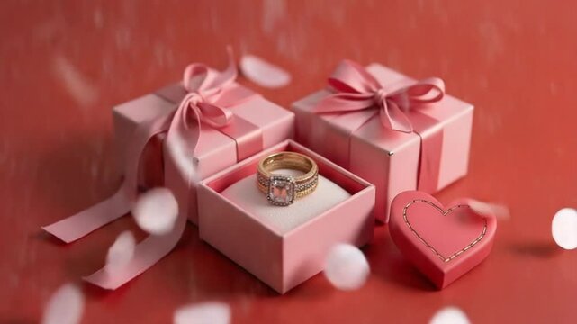 Valentines Day Gift Box and Wedding Ring