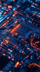 Obraz premium Abstract Circuit Board Design with Colorful LED Lights and Patterns