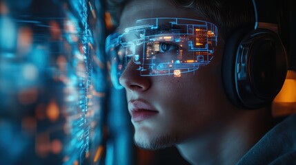 Immersive augmented reality experience with digital overlay on modern face