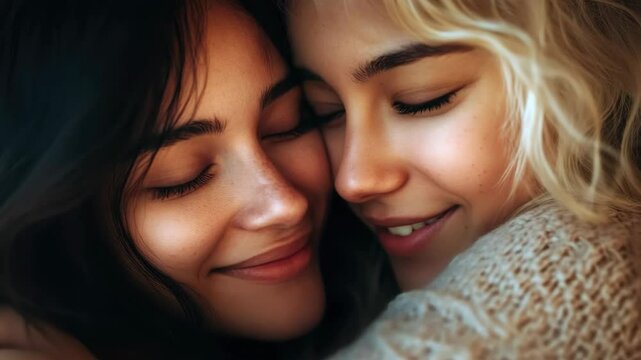 Two friend meet and hug each other with happy face