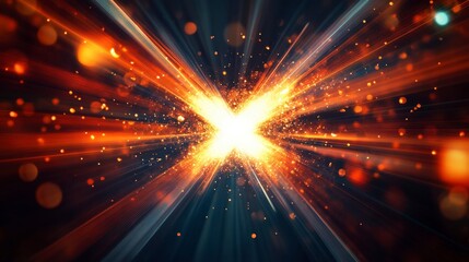 Naklejka premium Bright Explosion of Light in Dark Background with Colorful Rays