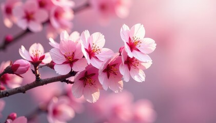 Fototapeta premium Delicate pink sakura blossoms, full bloom, intricate branches , motif, beauty, elegant
