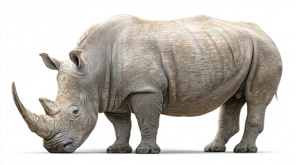 Obraz premium Majestic Rhino on White Background - Professional Wildlife Photography