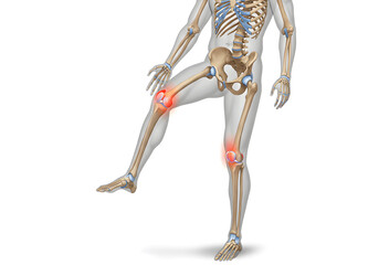Painful knees human skeleton illustration