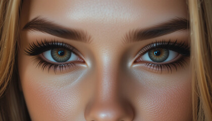 Fototapeta premium Intense Gaze: A close-up shot captures the captivating essence of a person's eyes, highlighted with intricate detail and beauty, creating a powerful emotive presence.