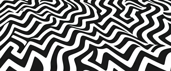 Abstract Black and White Waves