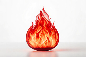 Stylized Red Flame on White Background – Isolated Fireball Illustration for Energy or Heat Concept Design