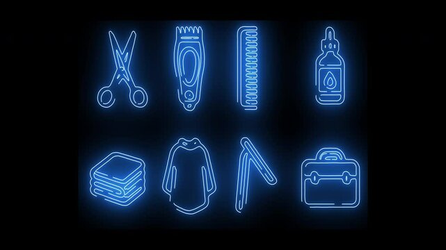 Neon Blue Design and 3D Modeling Icons