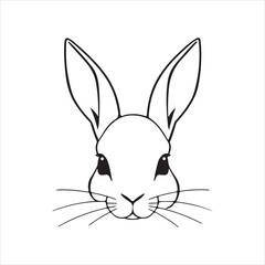 Cute cartoon line art bunny and rabbit face icons for kids and spring designs vector illustration