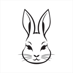 Cute cartoon line art bunny and rabbit face icons for kids and spring designs vector illustration