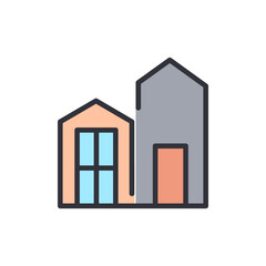 Minimalist Outlined House Icons With Simple Geometric Shapes For Design